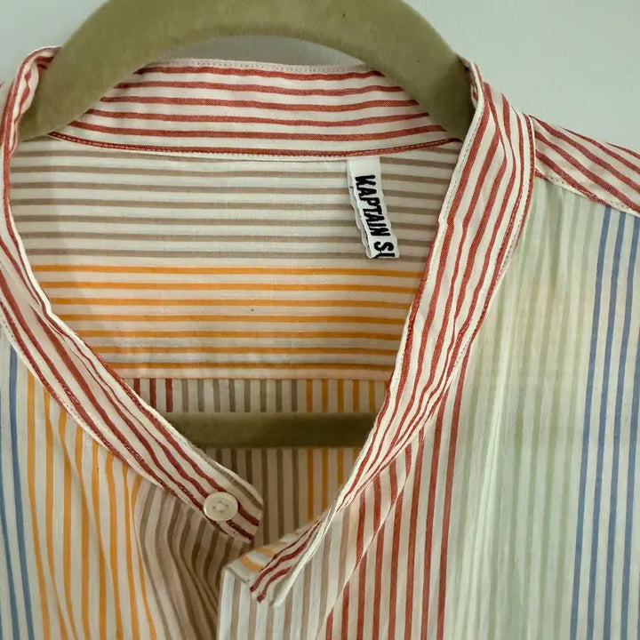 [BUNJANG] Captain Sunshine Stand Collar Multi Stripe Shirt / 캡틴선샤인 스탠드 카라 멀티 스트라이프 셔츠 40사이즈 판매