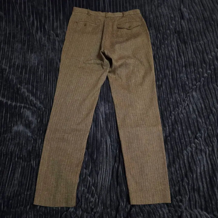 [BUNJANG] Polo Cotton Linen Herringbone Suit Trousers - Brown 32/32 / 폴로 신형 코튼린넨 헤링본 수트트라우저 브라운 32/32