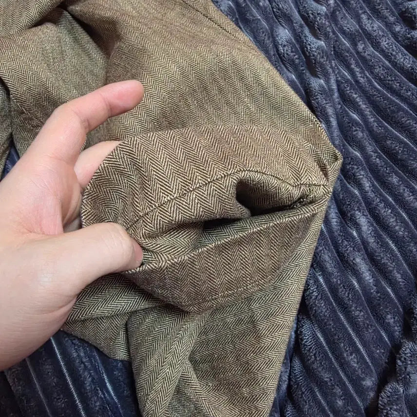 [BUNJANG] Polo Cotton Linen Herringbone Suit Trousers - Brown 32/32 / 폴로 신형 코튼린넨 헤링본 수트트라우저 브라운 32/32