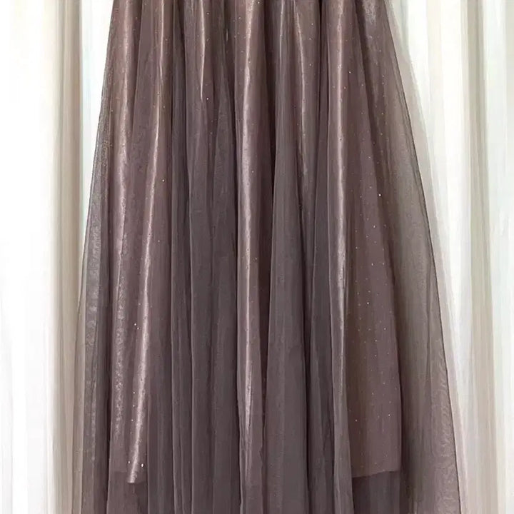 [BUNJANG] Brown Glitter Tulle Skirt (New) / (새상품) 브라운 은은한 반짝이 튤 스커트 44-66반까지