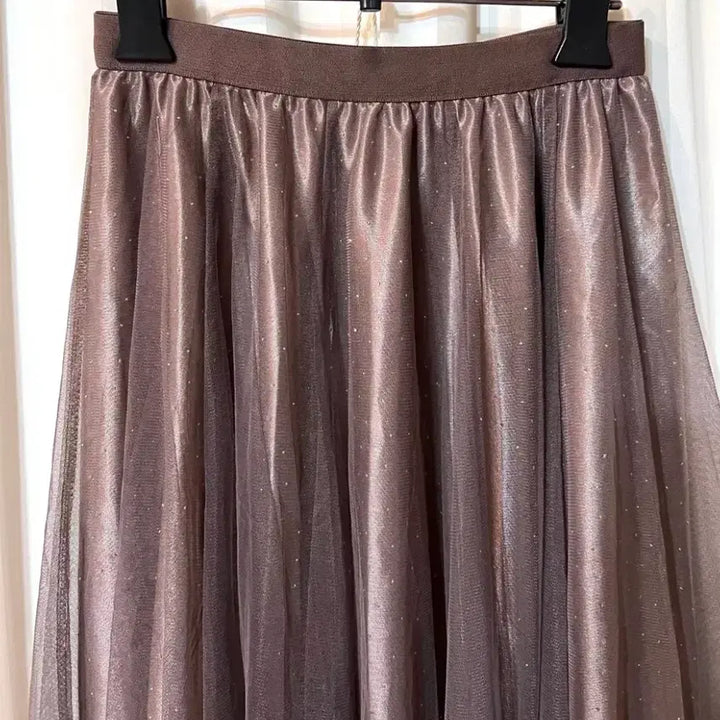 [BUNJANG] Brown Glitter Tulle Skirt (New) / (새상품) 브라운 은은한 반짝이 튤 스커트 44-66반까지