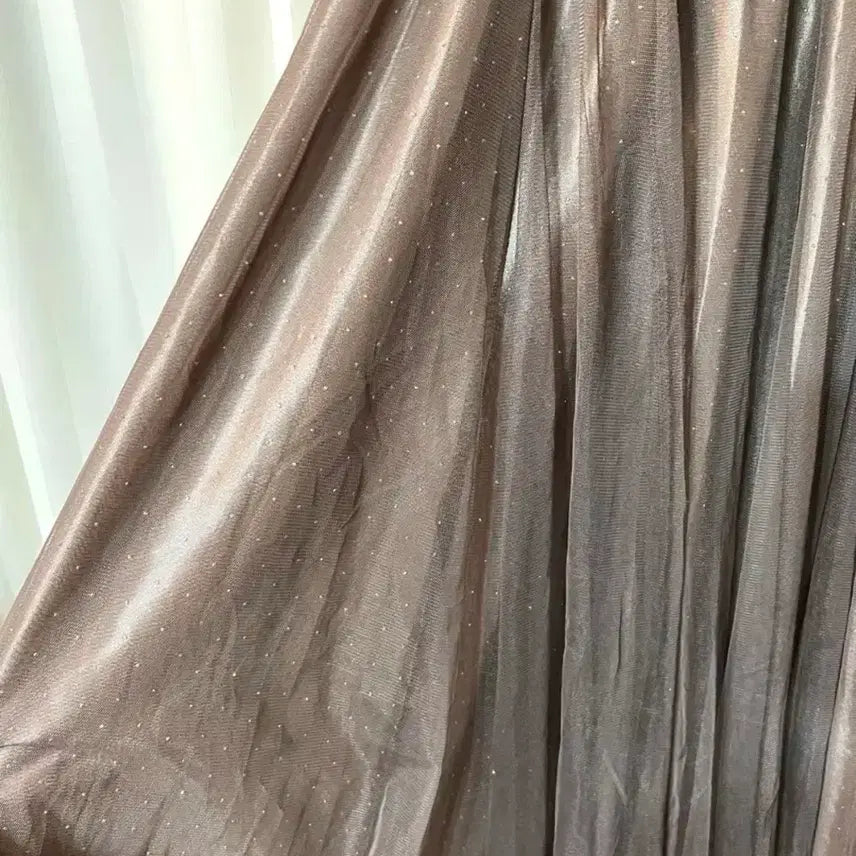 [BUNJANG] Brown Glitter Tulle Skirt (New) / (새상품) 브라운 은은한 반짝이 튤 스커트 44-66반까지