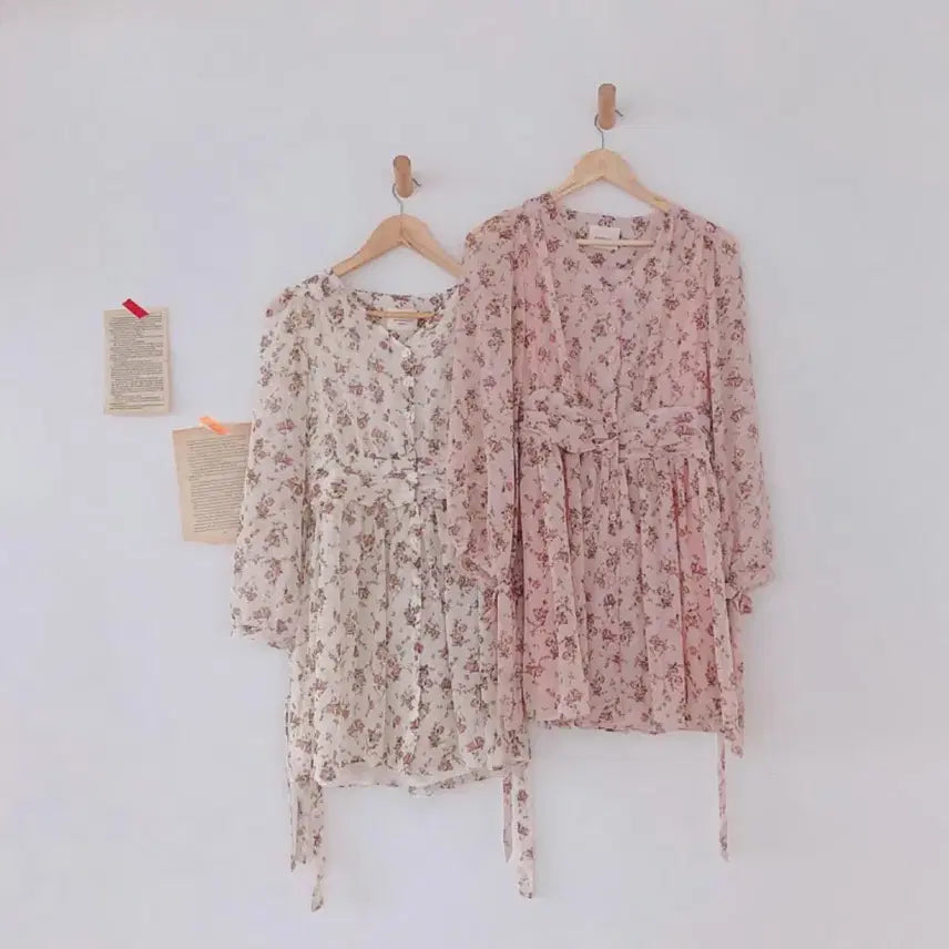 [BUNJANG] Aloha Closet Dear May Floral Chiffon Dress - Pink / 알로하클로젯 제작 디어메이 플라워 쉬폰 원피스 핑크 새상품