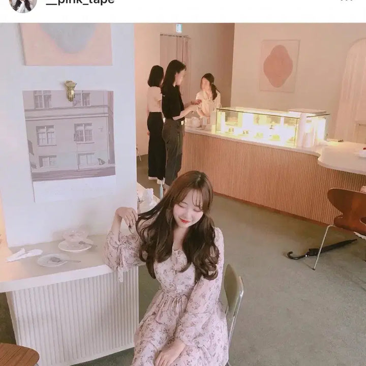 [BUNJANG] Aloha Closet Dear May Floral Chiffon Dress - Pink / 알로하클로젯 제작 디어메이 플라워 쉬폰 원피스 핑크 새상품
