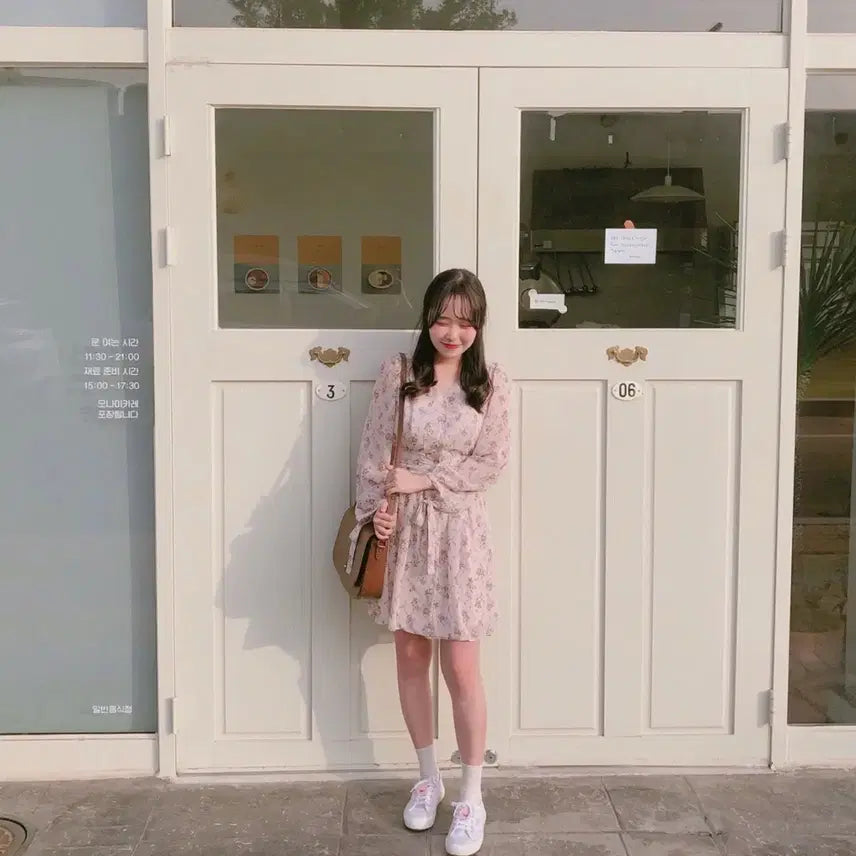 [BUNJANG] Aloha Closet Dear May Floral Chiffon Dress - Pink / 알로하클로젯 제작 디어메이 플라워 쉬폰 원피스 핑크 새상품