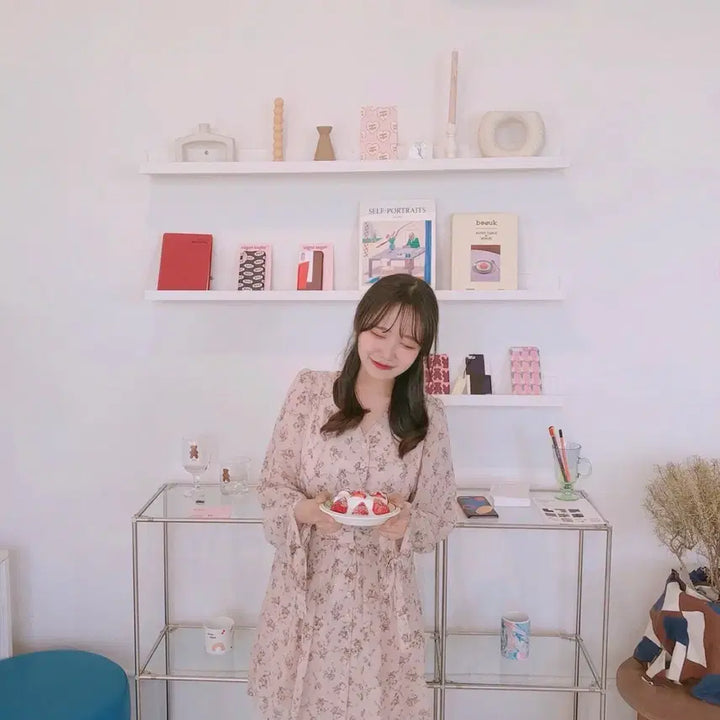 [BUNJANG] Aloha Closet Dear May Floral Chiffon Dress - Pink / 알로하클로젯 제작 디어메이 플라워 쉬폰 원피스 핑크 새상품