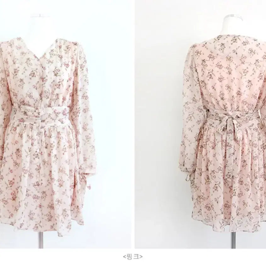 [BUNJANG] Aloha Closet Dear May Floral Chiffon Dress - Pink / 알로하클로젯 제작 디어메이 플라워 쉬폰 원피스 핑크 새상품