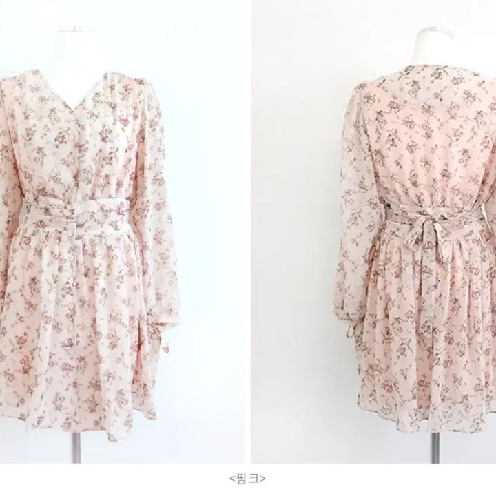 [BUNJANG] Aloha Closet Dear May Floral Chiffon Dress - Pink / 알로하클로젯 제작 디어메이 플라워 쉬폰 원피스 핑크 새상품