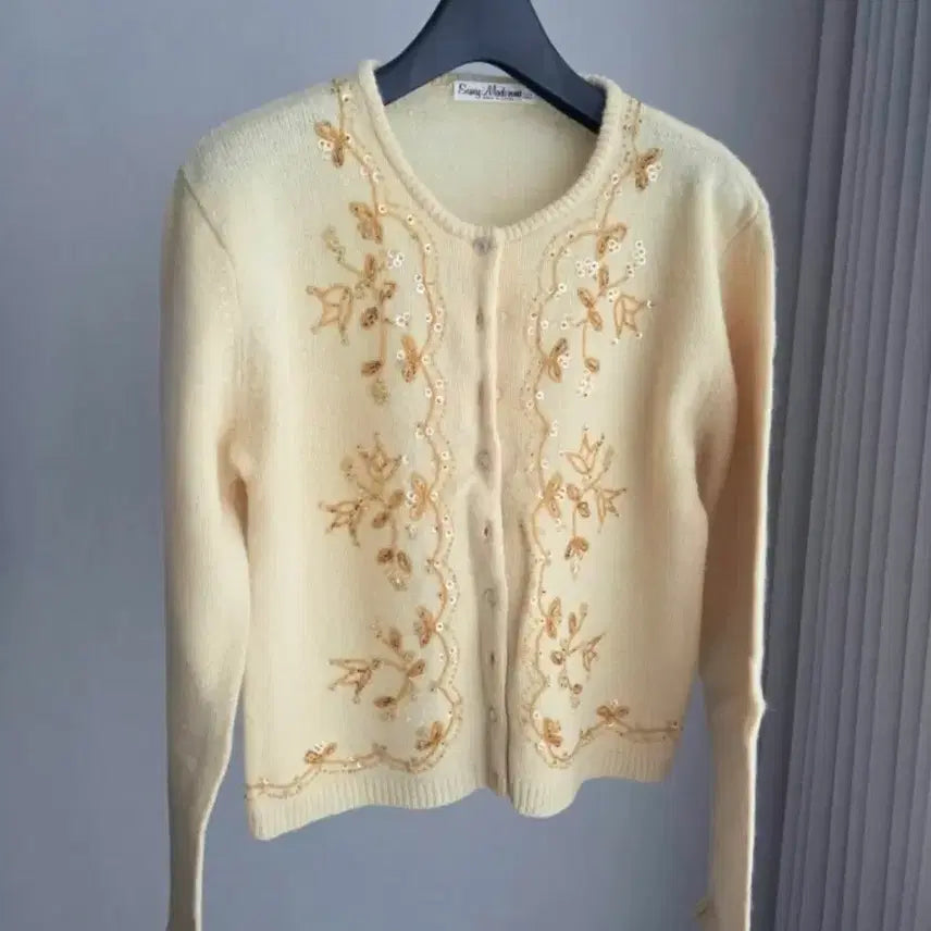 [BUNJANG] Knit Cardigan and Short-Sleeve Knit Set / 울 니트 스웨터 가디건 세트 레몬 55