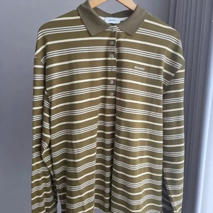 [BUNJANG] Blessed17 Striped Long Sleeve Polo Shirt / 블레스드17 blessed17 스트라이프 긴팔 폴로 셔츠