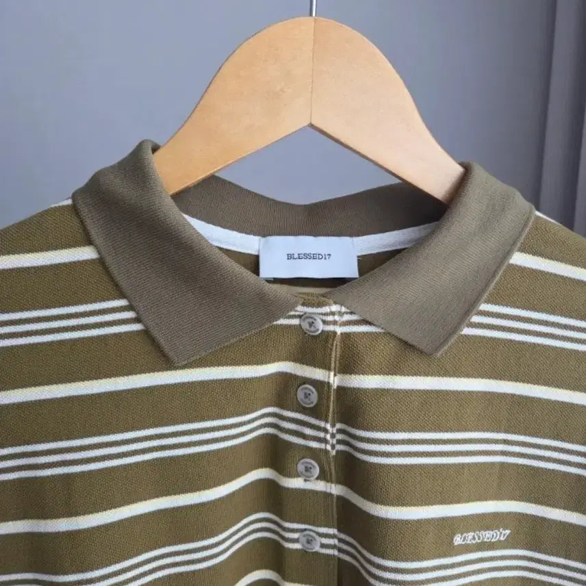 [BUNJANG] Blessed17 Striped Long Sleeve Polo Shirt / 블레스드17 blessed17 스트라이프 긴팔 폴로 셔츠