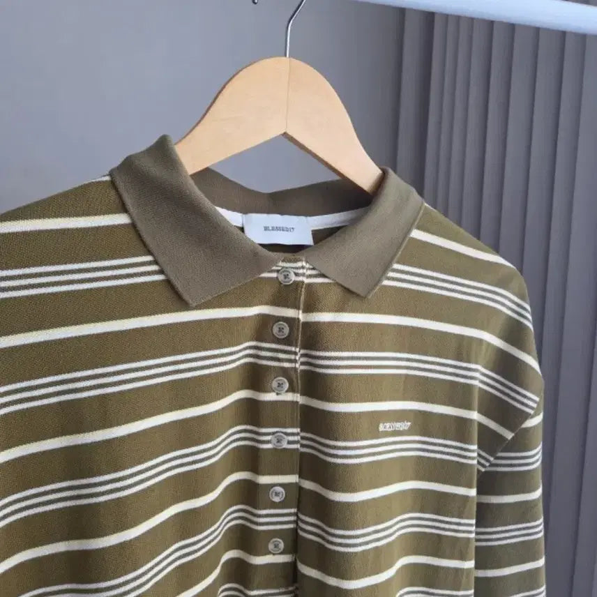 [BUNJANG] Blessed17 Striped Long Sleeve Polo Shirt / 블레스드17 blessed17 스트라이프 긴팔 폴로 셔츠