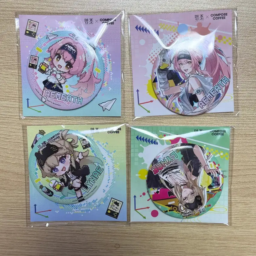 [BUNJANG] Myosho Compose Coffee Rinne &amp; Aymes Can Badge Bundle Set / 명조 컴포즈커피 린네 에이메스 캔뱃지 일괄