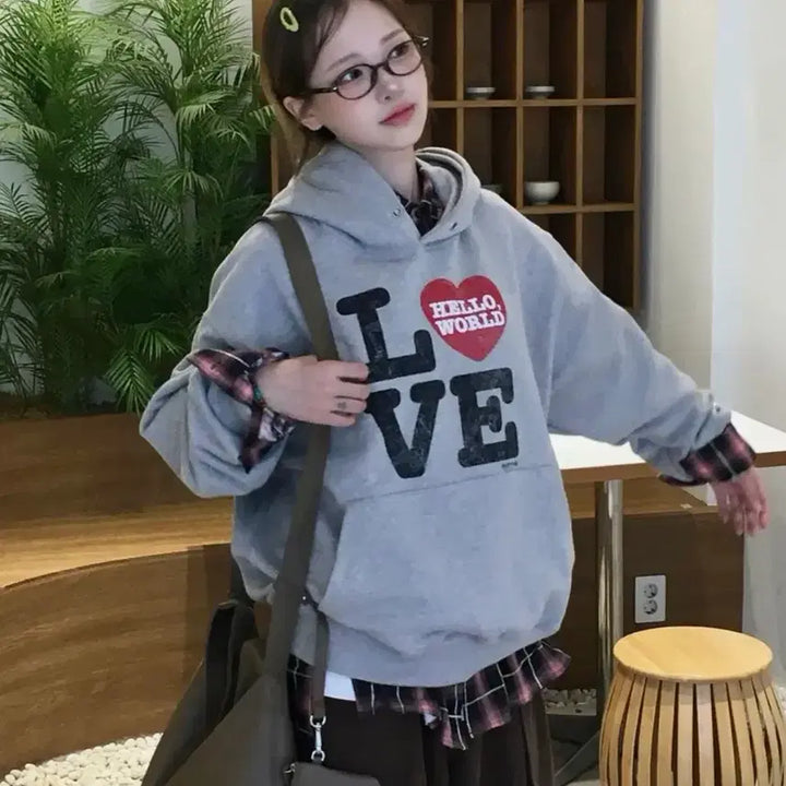 [BUNJANG] Mim the Wardrobe Hello World Hoodie Grey / 밈더워드로브 헬로월드 후드티 그레이 3사이즈