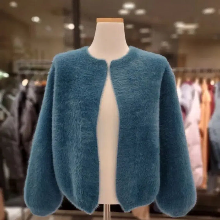 [BUNJANG] Love &amp; Show Angora Cardigan - Blue / 러브앤쇼 앙고라 가디건 블루