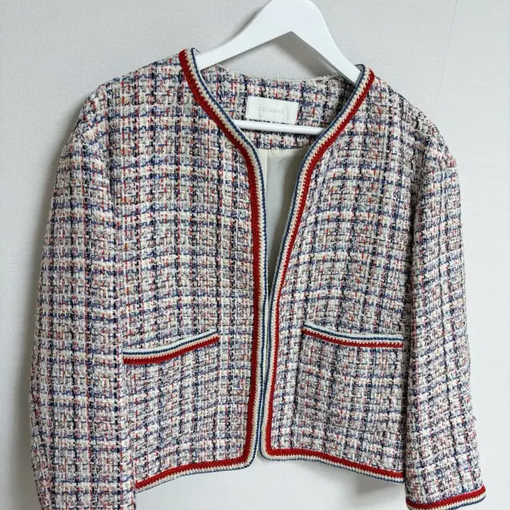 [BUNJANG] CC Collect Tweed Jacket Ivory Colorblock Short Jacket / CC collect 트위드 자켓 아이보리 배색 숏자켓