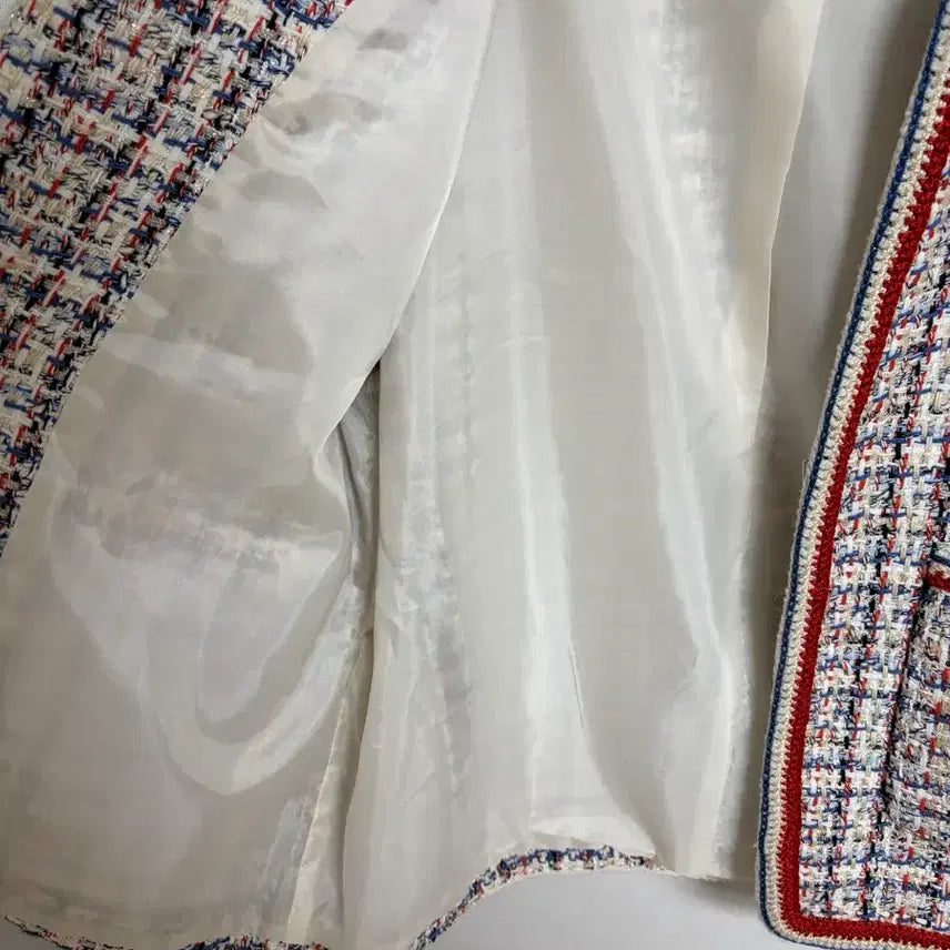 [BUNJANG] CC Collect Tweed Jacket Ivory Colorblock Short Jacket / CC collect 트위드 자켓 아이보리 배색 숏자켓