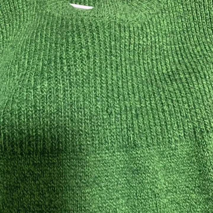 [BUNJANG] Unbranded Green Cat Graphic Knit Top / 녹색 고양이 반팔 니트