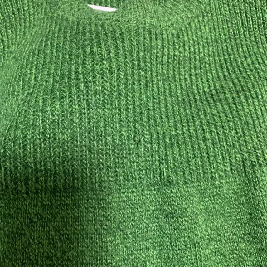[BUNJANG] Unbranded Green Cat Graphic Knit Top / 녹색 고양이 반팔 니트