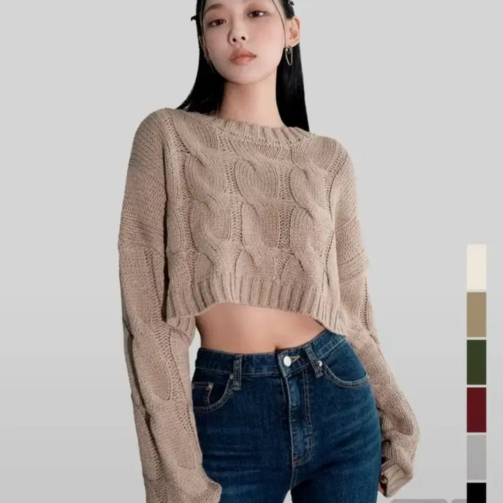 [BUNJANG] Urban Dress Twist Crop Knit Top / 어반드레스 트위스트 크롭니트
