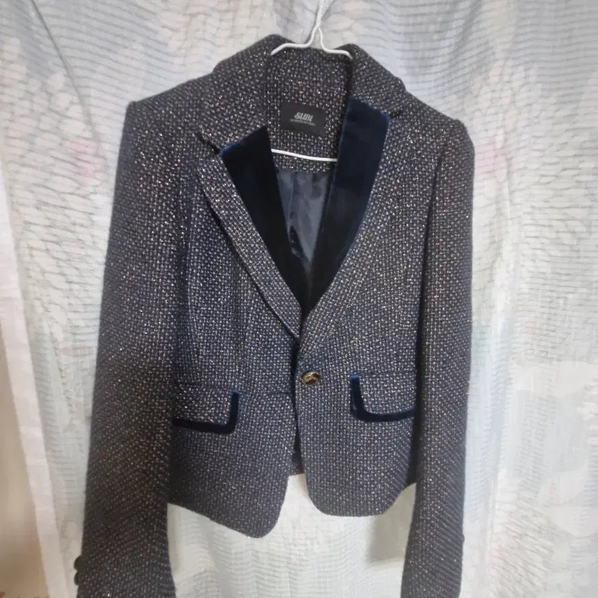 [BUNJANG] SURBI Tweed Velvet Point Jacket / SURBI 트위드 벨벳 포인트 자켓