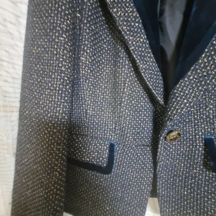 [BUNJANG] SURBI Tweed Velvet Point Jacket / SURBI 트위드 벨벳 포인트 자켓