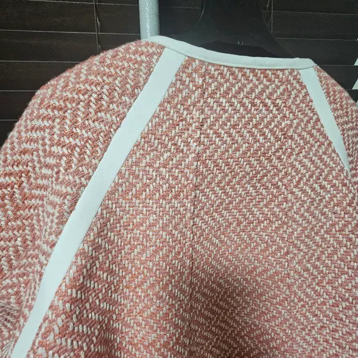 [BUNJANG] Maje Tweed Belted Jacket Coral Pink / 마쥬 트위드 벨티드 자켓 코랄 핑크