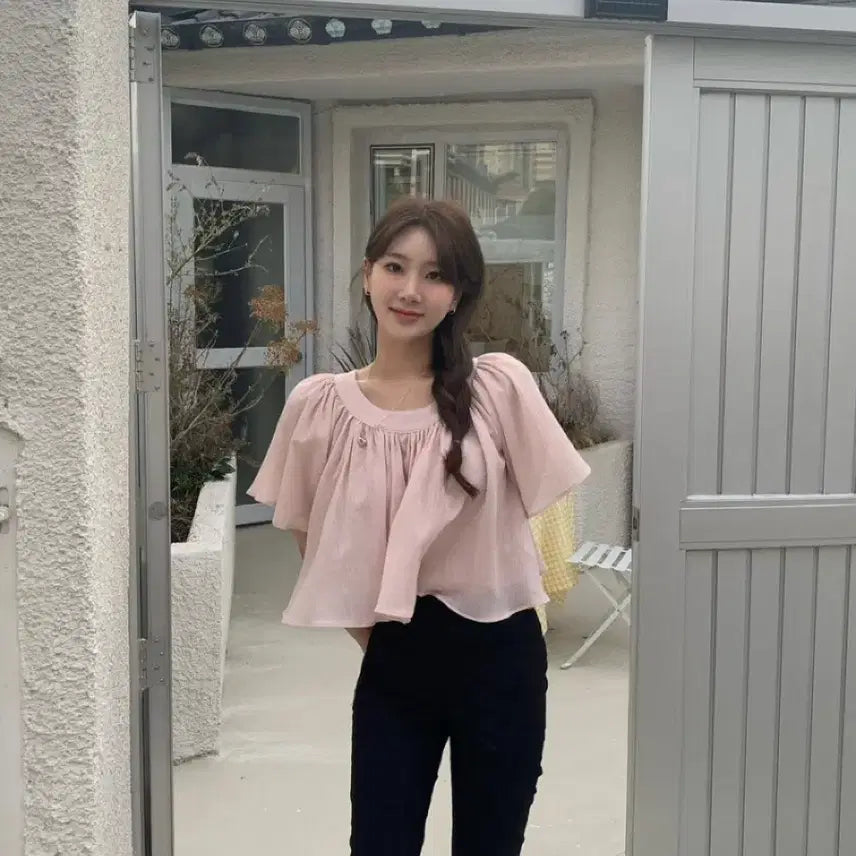 [BUNJANG] Onedmin Wrinkle Blouse - Pink / 온드민 링클 블라우스 핑크
