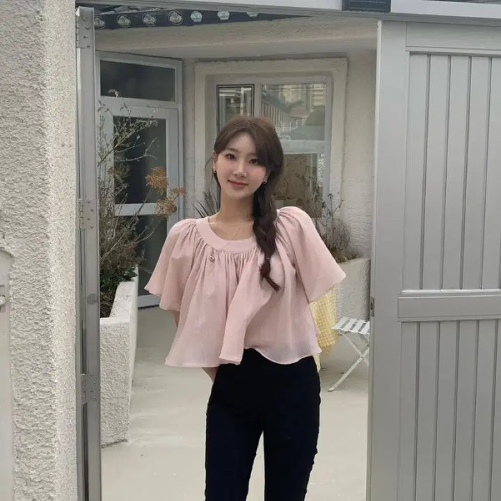 [BUNJANG] Onedmin Wrinkle Blouse - Pink / 온드민 링클 블라우스 핑크
