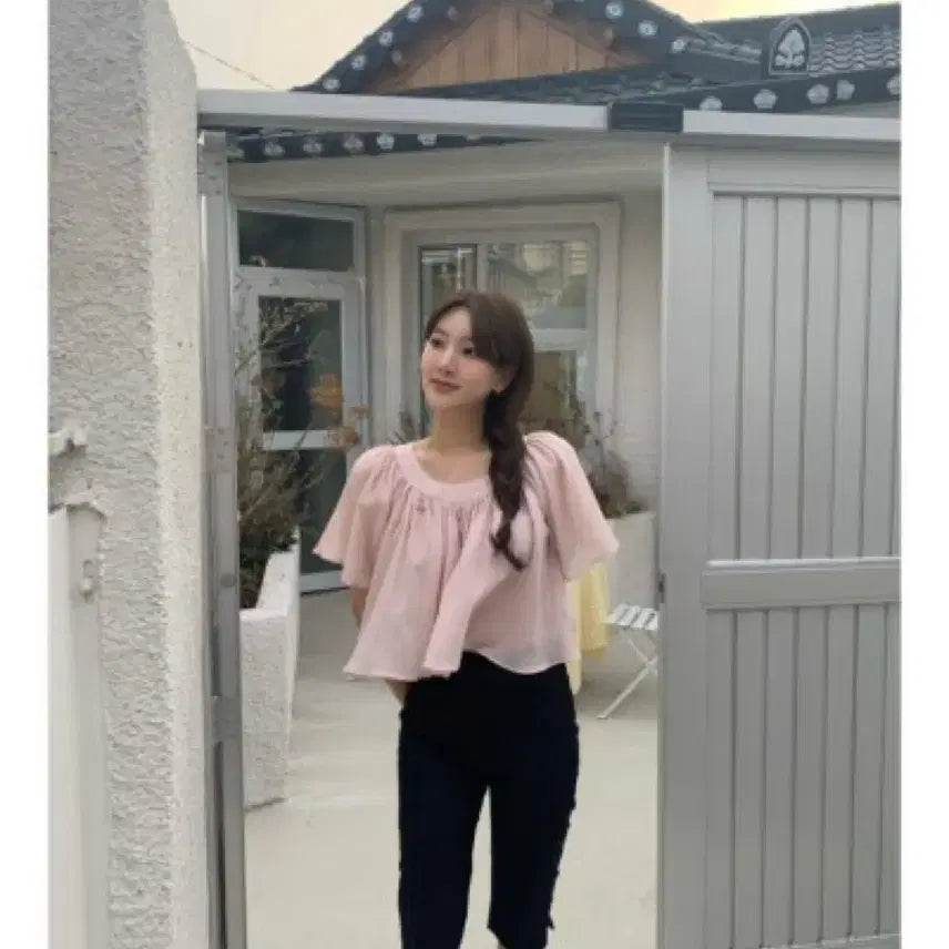 [BUNJANG] Onedmin Wrinkle Blouse - Pink / 온드민 링클 블라우스 핑크