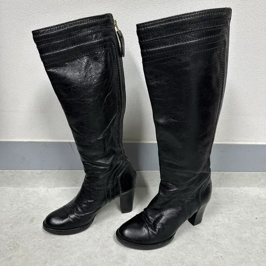 [BUNJANG] Chloe Leather Long Boots / 끌로에 래더 롱부츠