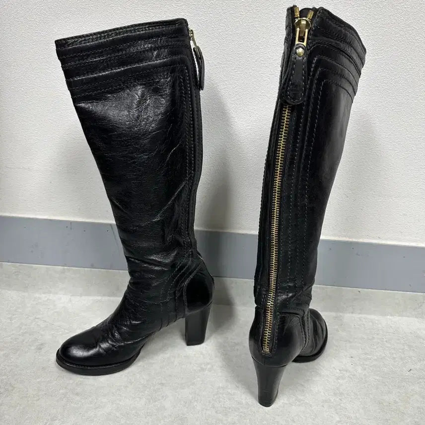 [BUNJANG] Chloe Leather Long Boots / 끌로에 래더 롱부츠
