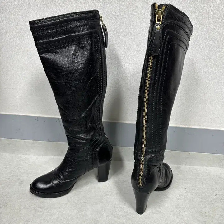 [BUNJANG] Chloe Leather Long Boots / 끌로에 래더 롱부츠