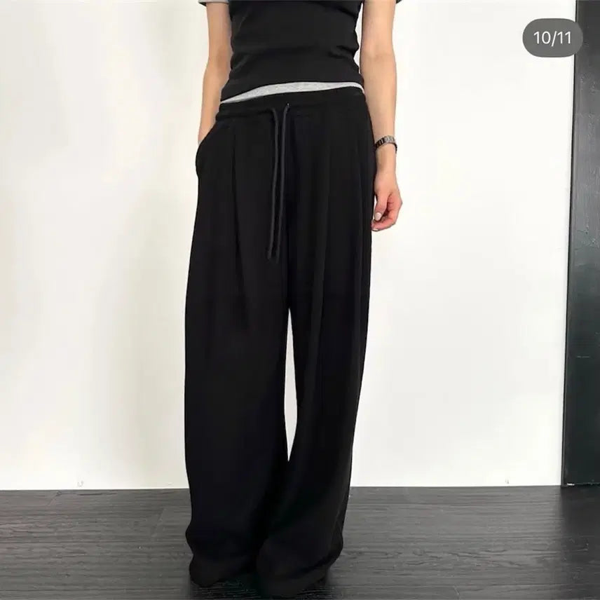 [BUNJANG] Black Easy Tucked Pants / 교신안함)블랙 이지 핀턱 팬츠