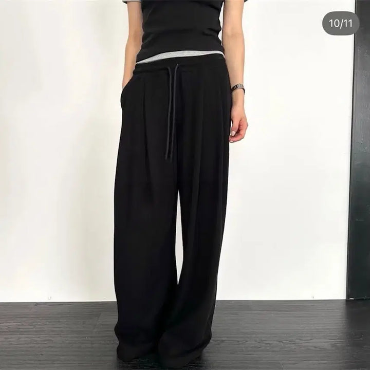 [BUNJANG] Black Easy Tucked Pants / 교신안함)블랙 이지 핀턱 팬츠