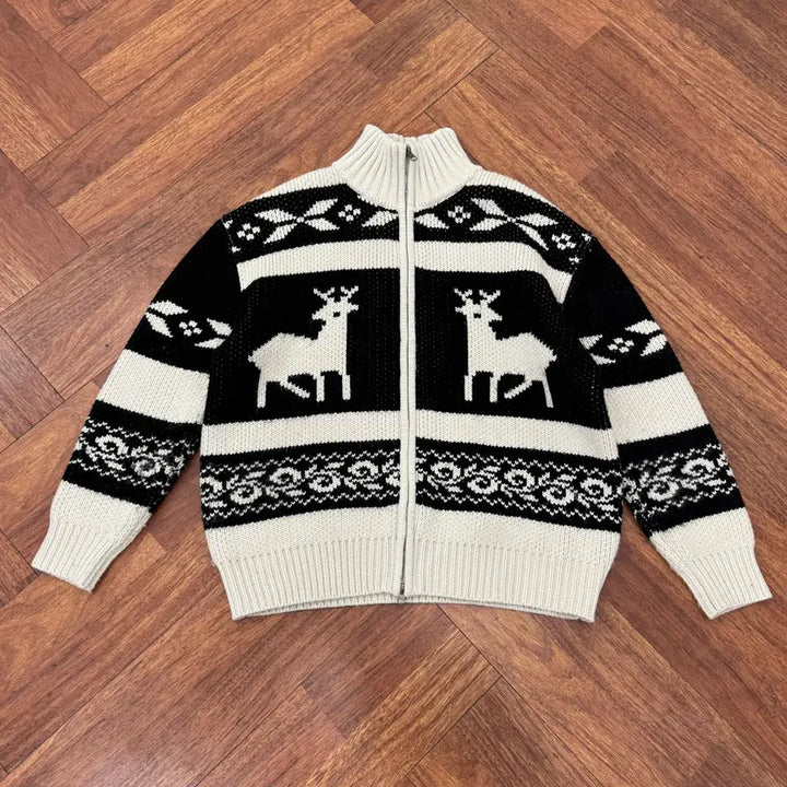 [BUNJANG] FREE Leatherly Nordic Two-Way Knit Zip-Up / FREE 레더리 노르딕 투웨이 니트 집업