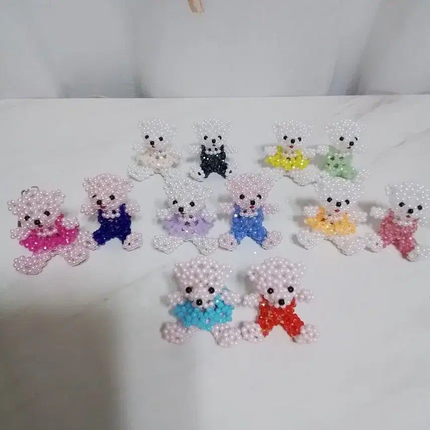 [BUNJANG] Handmade Pearl Bead Bear Keyring Set / 진주 비즈 곰돌이 키링 세트로 판매