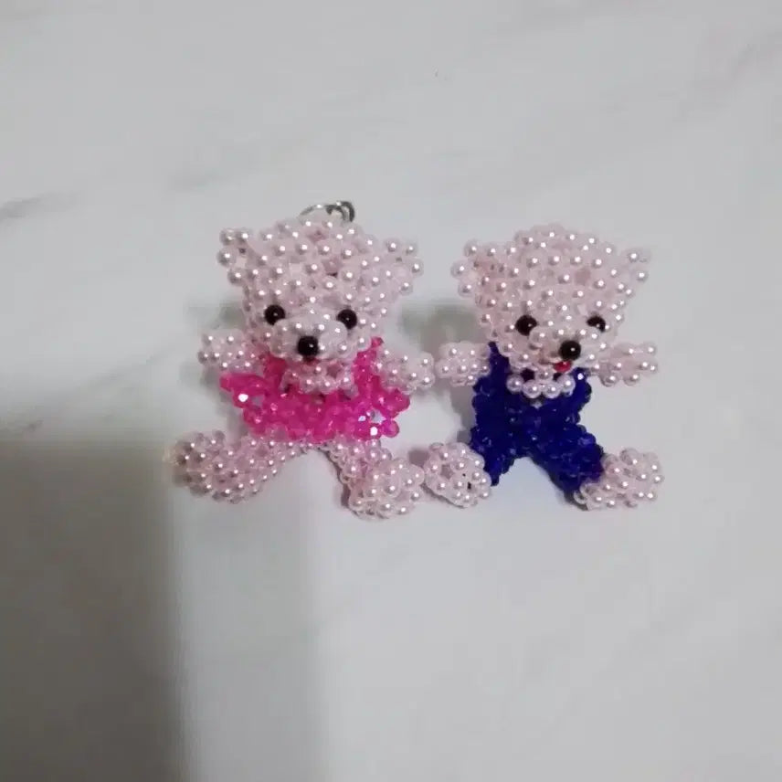 [BUNJANG] Handmade Pearl Bead Bear Keyring Set / 진주 비즈 곰돌이 키링 세트로 판매