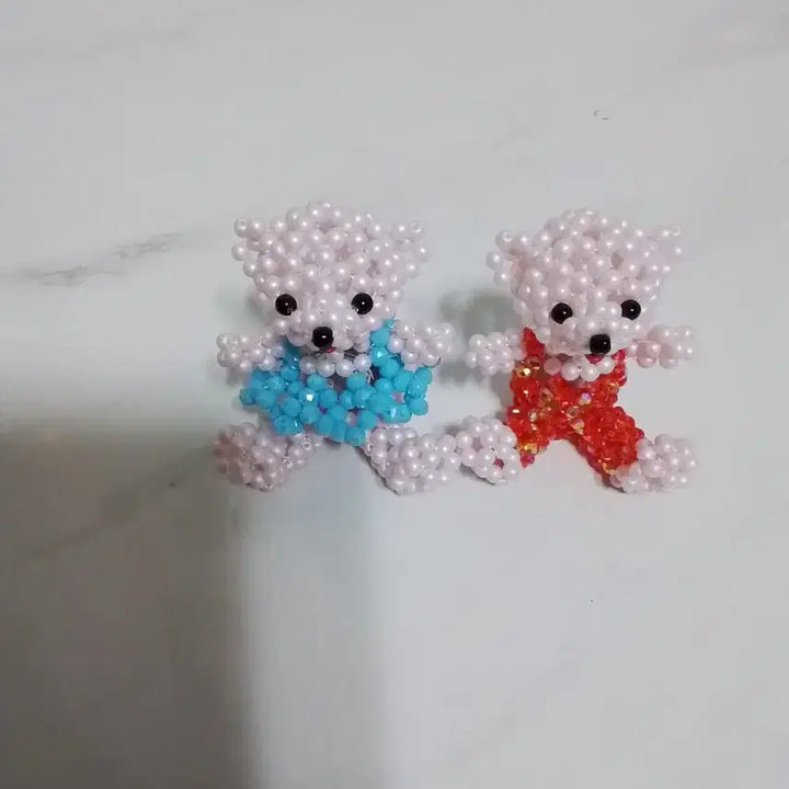 [BUNJANG] Handmade Pearl Bead Bear Keyring Set / 진주 비즈 곰돌이 키링 세트로 판매