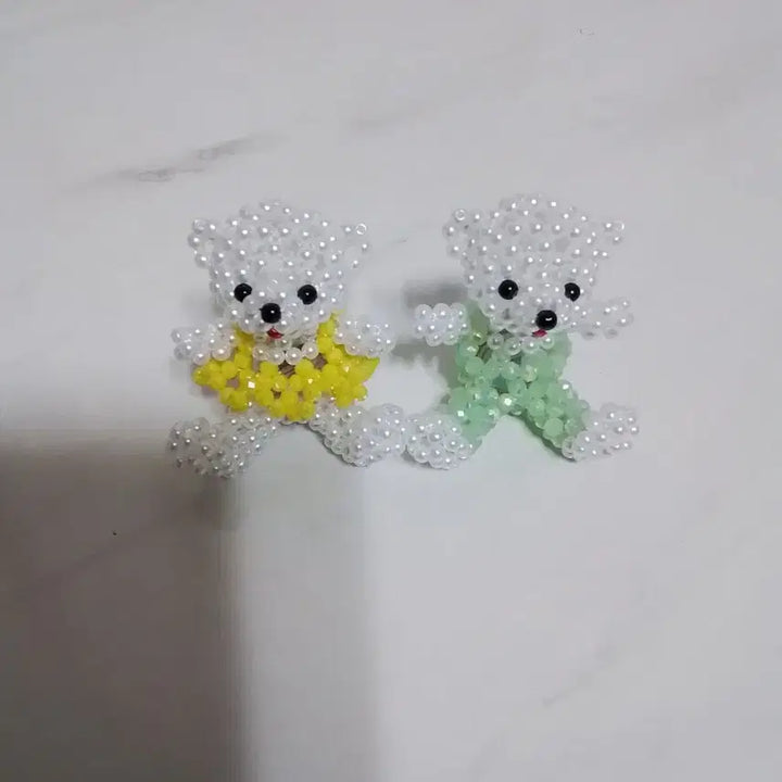 [BUNJANG] Handmade Pearl Bead Bear Keyring Set / 진주 비즈 곰돌이 키링 세트로 판매