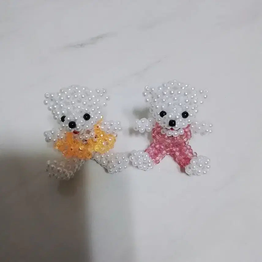 [BUNJANG] Handmade Pearl Bead Bear Keyring Set / 진주 비즈 곰돌이 키링 세트로 판매