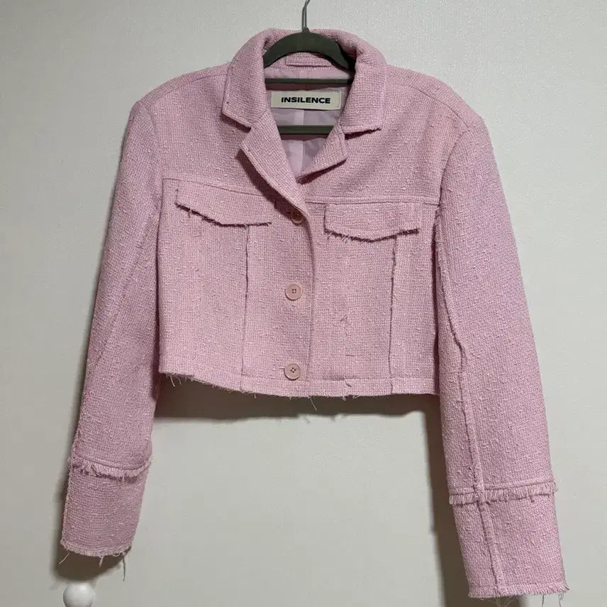 [BUNJANG] In Silence Pink Tweed Crop Jacket / 인사일런스 우먼 핑크 트위드 크롭 자켓