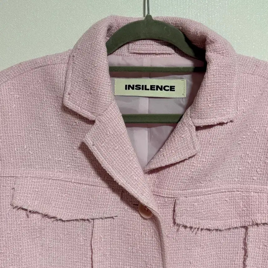 [BUNJANG] In Silence Pink Tweed Crop Jacket / 인사일런스 우먼 핑크 트위드 크롭 자켓