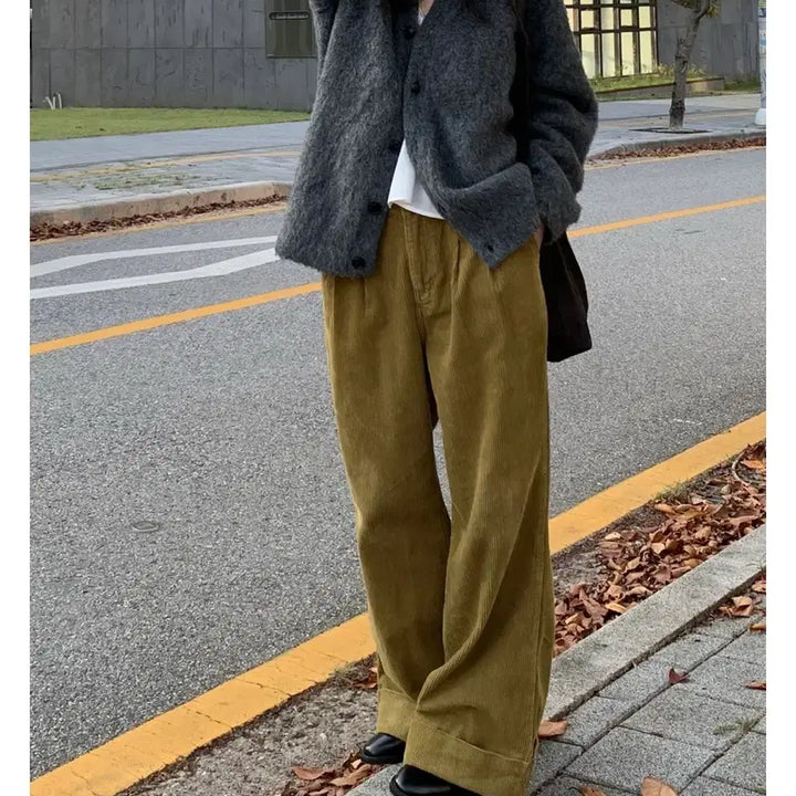 [BUNJANG] CU Soon Olive Corduroy Pants / 씨유쑨 올리브 코듀로이팬츠