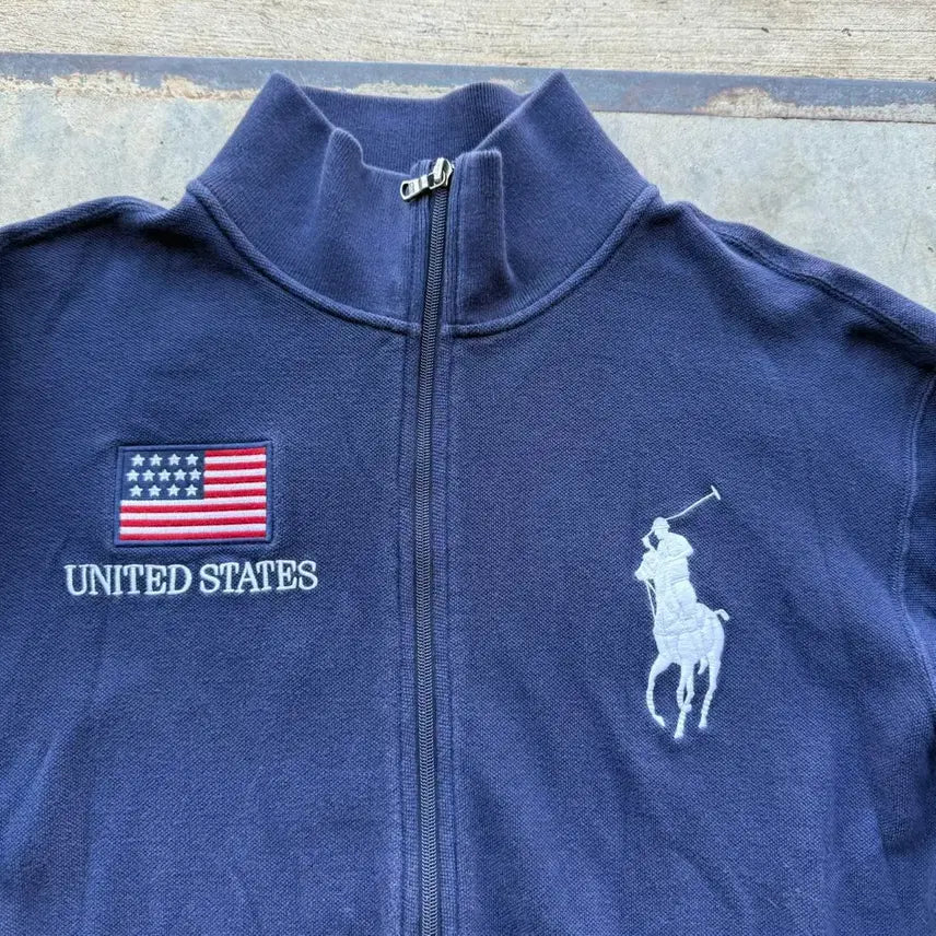 [BUNJANG] Polo Ralph Lauren Big Pony USA Flag Zip-Up Jacket / 폴로 랄프로렌 빅 포니 USA 성조기 집업 자켓