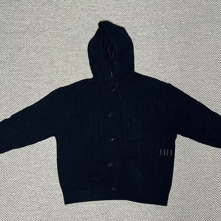 [SOLD OUT] [48] 노이어 코튼 매쉬 후드 니트 자켓 네이비