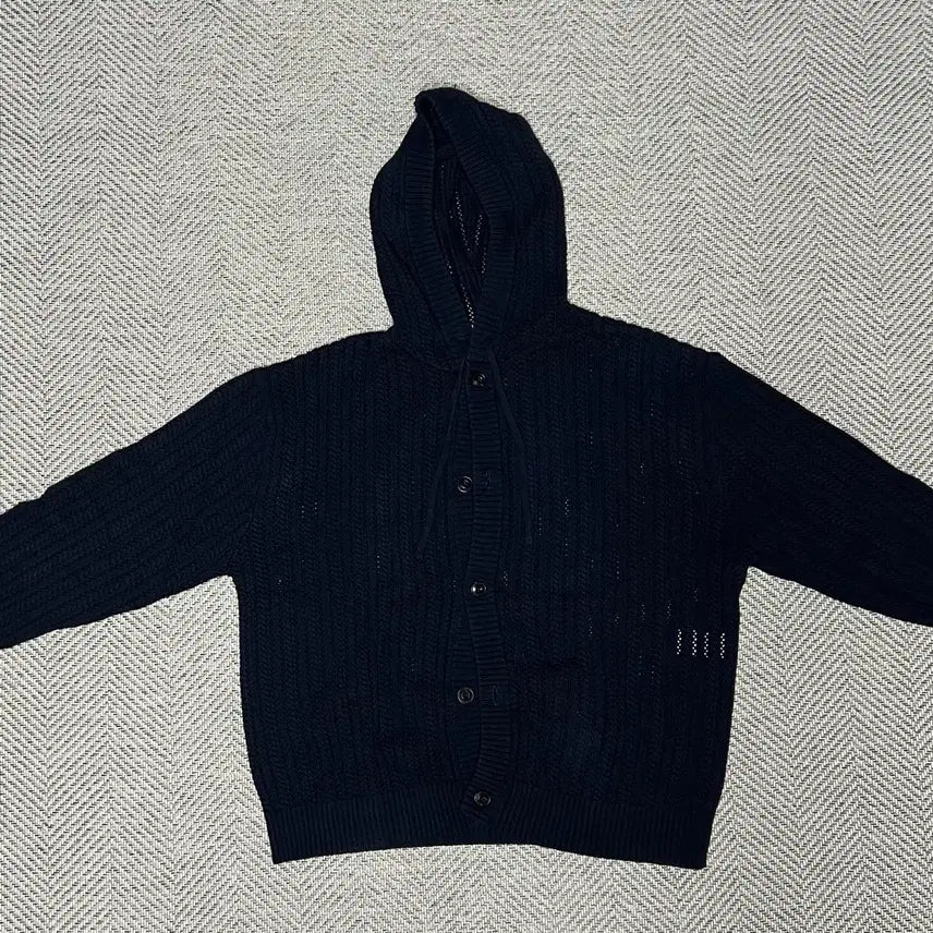 [SOLD OUT] [48] 노이어 코튼 매쉬 후드 니트 자켓 네이비