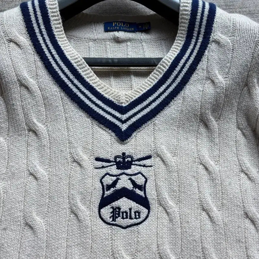 [BUNJANG] Polo Ralph Lauren Cashmere Blend Cable Cricket Knit Sweater / 폴로 랄프로렌 신형탭 캐시미어 블렌디드 케이블 크리켓 니트