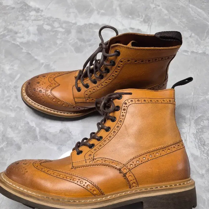 [BUNJANG] Jean Carlo Morelli Wingtip Leather Boots / 장까를로 모렐리 윙팁 가죽 부츠