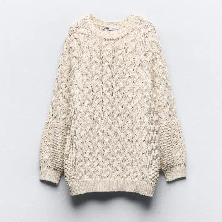 [BUNJANG] ZARA Ivory Cable Knit Sweater Dress / 자라 아이보리 케이블 니트 스웨터 원피스